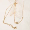 HonMach -358 Plated Water Droplets Double Layer Necklace